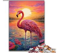 Jigsaw Puzzles for Adults 1000 Piece Colorful Art Flamingo Made of Wood, for Ages 14+ 50x75cm Brain-Challenging DIY Decorative Game, Family Interactive Toy