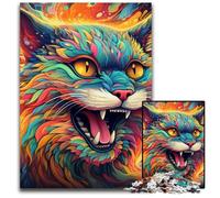 Jigsaw Puzzles for Adults 1000 Piece Colorful Art Psychedelic Cat Impossible Jigsaw Puzzles for Adults Ideal for Family Fun, Relaxation 50x75CM/19.68x29.52inch