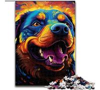 Jigsaw Puzzles for Adults, 1000 Piece Colorful Art Rottweiler Wooden Jigsaw Puzzles for Adults size50x75cm Perfect for Halloween, Christmas, Birthday Gift