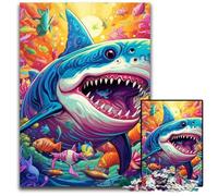 Jigsaw Puzzles for Adults 1000 Piece Colorful Art Shark Impossible Jigsaw Puzzles for Adults Ideal for Family Fun, Relaxation 50x75CM/19.68x29.52inch