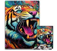 Jigsaw Puzzles for Adults 1000 Piece Colorful Art Tiger Jigsaw Puzzles Colorful Home Decor & Interactive Family Game, 50x75CM/19.68x29.52inch