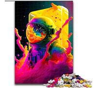 Jigsaw Puzzles for Adults 1000 Piece Colorful Astronaut Made of Wood, Unique DIY Home Decor Gift Idea 50x75cm Birthday Party for Men Women