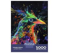 Jigsaw Puzzles for Adults 1000 Piece Colorful Bird Painting on Black Background Jigsaw Relax Games Wall Decoration Deal As Gifts for The Whole Family 52x38cm/1000pcs