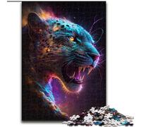 Jigsaw Puzzles for Adults 1000 Piece Colorful Black Leopard Made of Wood, Fun Activity for at Home 50x75cm Family Fun Activity, Brain Challenge, for Teenager