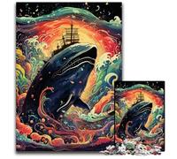 Jigsaw Puzzles for Adults 1000 Piece Colorful Blue Whale Impossible Jigsaw Puzzles for Adults Challenging Brain Teaser for Teenagers, Family Game Night Fun 26X38CM/10.23x14.96inch