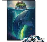 Jigsaw Puzzles for Adults 1000 Piece Colorful Blue Whale Made of Wood, Perfect DIY Art Decor Or Birthday Gift 50x75cm for Family Interactive Game
