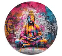 Jigsaw Puzzles for Adults, 1000 Piece Colorful Buddha Paper Round Jigsaw Puzzles DIY Decoration Brain Challenging 67.5x67.5cm