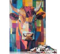 Jigsaw Puzzles for Adults 1000 Piece Colorful Cow Portrait Puzzles for Adults Woodenboard Puzzles Funny Gift 1000pcs (75x50cm)