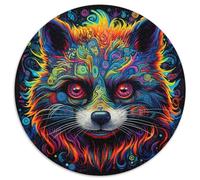 Jigsaw Puzzles for Adults, 1000 Piece Colorful Cute Raccoon Round Cardboard Puzzles Family Activity Game,Home Decor Wall Art (67.5x67.5cm)