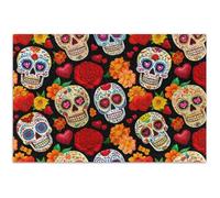 Jigsaw Puzzles for Adults 1000 Piece Colorful Day Dead Sugar Skulls Family White Elephant Gifts Unique Puzzle for Adults Scenery Floral Art, 29.5x19.7 Inch