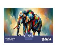 Jigsaw Puzzles for Adults 1000 Piece Colorful Elephant Art Print-2 Puzzle for Adults Relaxing Games Hand Speed Race Fun Activities at Home 52x38cm/1000pcs