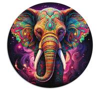 Jigsaw Puzzles for Adults 1000 Piece Colorful Elephant Round Cardboard Jigsaw Puzzles Perfect Christmas & New Year Gift, (67.5x67.5cm)