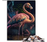 Jigsaw Puzzles for Adults 1000 Piece Colorful Flamingo Made of Wood, Unique DIY Home Decor Gift Idea 50x75cm Birthday Party for Men Women