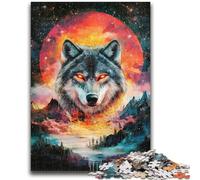 Jigsaw Puzzles for Adults 1000 Piece Colorful Glowing Wolf Help The Brain Exercise Addictive Toys to Cultivate Patience Parent-child Interaction 50x75cm