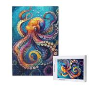Jigsaw Puzzles for Adults 1000 Piece Colorful Jigsaw Puzzles for Adults with Gift Box 75x50 cm, Wooden Puzzle Octopus Challenging Puzzle Games Home Decoration, for The Whole Family,p1156t