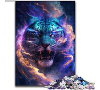 Jigsaw Puzzles for Adults 1000 Piece Colorful Lightning Tiger Made of Wood, Perfect DIY Art Decor Or Birthday Gift 50x75cm Family Fun Craft, Perfect for Birthdays, Holidays