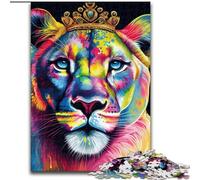 Jigsaw Puzzles for Adults 1000 Piece Colorful Lioness Face Made of Wood, Perfect Home Or Office Decor, Ideal 50x75cm for Family Interactive Game