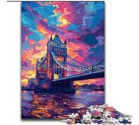 Jigsaw Puzzles for Adults 1000 Piece Colorful London Tower Bridge Made of Wood, Fun Activity for at Home 50x75cm Family Fun Activity, Brain Challenge, for Teenager