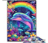 Jigsaw Puzzles for Adults 1000 Piece Colorful Magic Dolphin Jigsaw Puzzles for Adults 1000 for Teenagers Family Educational Games Home Decoration Gift (Size 50x75cm)
