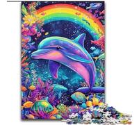 Jigsaw Puzzles for Adults, 1000 Piece Colorful Magic Dolphin Puzzles for Adults 26X38CM Family Activity, DIY Home Decor