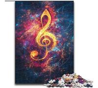Jigsaw Puzzles for Adults, 1000 Piece Colorful Music Symbols Wooden Jigsaw Puzzles for Adults 50X75CM Family Activity, Brain Teaser, Home Decor