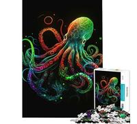 Jigsaw Puzzles for Adults 1000 Piece Colorful Neon Octopus Difficult And Challenge Difficult Hard Toy Wall Decor for And from 14 Years And over (50x75cm)