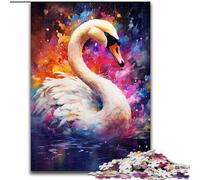 Jigsaw Puzzles for Adults 1000 Piece Colorful Painting Swan Made of Wood, Perfect DIY Art Decor Or Birthday Gift 50x75cm Family Fun Craft, Perfect for Birthdays, Holidays