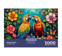 Jigsaw Puzzles for Adults 1000 Piece Colorful Parrots with Flowers Puzzle for Adults Brain Teaser Game Enhance Memory Fun at Home Activities, 70x50cm/1000pcs