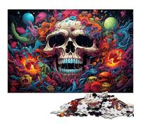 Jigsaw Puzzles for Adults 1000 Piece Colorful Psychedelic Graffiti Skull Art Impossible Jigsaw Puzzles for Adults Ideal for Family Fun, Relaxation 26X38CM/10.23x14.96inch