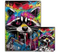 Jigsaw Puzzles for Adults 1000 Piece Colorful Raccoon Impossible Jigsaw Puzzles for Adults Ideal for Family Fun, Relaxation 50x75CM/19.68x29.52inch