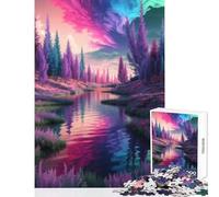 Jigsaw Puzzles for Adults 1000 Piece Colorful River Landscape with Trees Anti-Stress Toys Gift For Birthdays Impossible Game Enhance Love between Couples Size 38x26cm