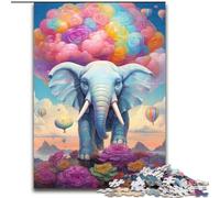 Jigsaw Puzzles for Adults 1000 Piece Colourful Animals Elephant Made of Wood, Unique DIY Home Decor Gift Idea 50x75cm Birthday Party for Men Women
