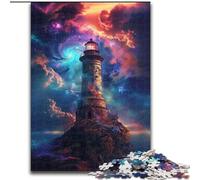 Jigsaw Puzzles for Adults 1000 Piece Colourful Art Lighthouse Made of Wood, Perfect Home Or Office Decor, Ideal 50x75cm for Family Interactive Game