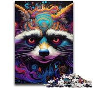 Jigsaw Puzzles for Adults 1000 Piece Colourful Art Raccoon 1000 Pieces for Teenagers,Educational Toy Funny Family Games Unique Home Decor (38x26cm)