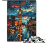 Jigsaw Puzzles for Adults 1000 Piece Colourful Big Ben Made of Wood, High-Difficulty Brain Teaser for Teenagers 50x75cm for Family Interactive Game