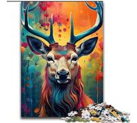 Jigsaw Puzzles for Adults 1000 Piece Colourful Fantasy Deer Made of Wood, Fun Activity for at Home 50x75cm Family Fun Activity, Brain Challenge, for Teenager