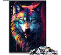 Jigsaw Puzzles for Adults 1000 Piece Colourful Fantasy Wolf Made of Wood, Perfect DIY Art Decor Or Birthday Gift 50x75cm Family Fun Craft, Perfect for Birthdays, Holidays