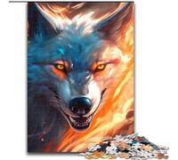 Jigsaw Puzzles for Adults 1000 Piece Colourful Fire Wolf Made of Wood, Perfect DIY Art Decor Or Birthday Gift 50x75cm Family Fun Craft, Perfect for Birthdays, Holidays