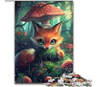 Jigsaw Puzzles for Adults 1000 Piece Colourful Fox Mushroom Made of Wood, Perfect DIY Art Decor Or Birthday Gift 50x75cm Family Fun Craft, Perfect for Birthdays, Holidays