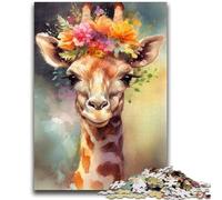 Jigsaw Puzzles for Adults 1000 Piece Colourful Giraffe Baby Family Game Stress Reliever Difficult Challenge Artists Collection, Fine Art 50x75cm