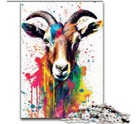 Jigsaw Puzzles for Adults, 1000 Piece Colourful Goats Jigsaw Puzzles Made of Wood, Teenager Stress Reduction Cool Unique Gift for Family 1000pcs(50x75cm)