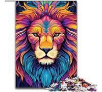 Jigsaw Puzzles for Adults 1000 Piece Colourful Graffiti Lion Made of Wood, Perfect DIY Art Decor Or Birthday Gift 50x75cm for Family Interactive Game