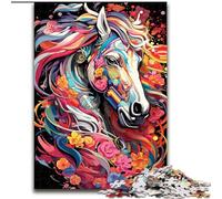 Jigsaw Puzzles for Adults 1000 Piece Colourful Horses Made of Wood, Perfect Home Or Office Decor, Ideal 50x75cm for Family Interactive Game