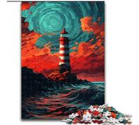 Jigsaw Puzzles for Adults 1000 Piece Colourful Lighthouses Made of Wood, Fun Activity for at Home 50x75cm Family Fun Activity, Brain Challenge, for Teenager