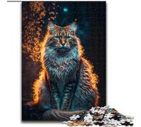 Jigsaw Puzzles for Adults 1000 Piece Colourful Maine Coon Cat Made of Wood, Perfect DIY Art Decor Or Birthday Gift 50x75cm Family Fun Craft, Perfect for Birthdays, Holidays