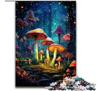 Jigsaw Puzzles for Adults 1000 Piece Colourful Mushroom Art Made of Wood, Fun Present & Activity for Home 50x75cm Birthday Party for Men Women