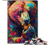 Jigsaw Puzzles for Adults 1000 Piece Colourful Paint Brown Bear Puzzle for Teenagers, Family Game Night, Brain-Challenging Gift Idea (size : 26x38cm)