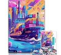Jigsaw Puzzles for Adults 1000 Piece Colourful Ships 1000 Pieces for Teenagers,Challenging Game Toys Wall Decoration Unique Birthday And Xmas Gifts 26x38cm