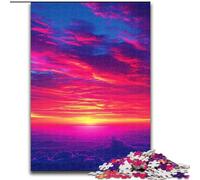 Jigsaw Puzzles for Adults 1000 Piece Colourful Sunset Made of Wood, High-Difficulty Brain Teaser for Teenagers 50x75cm for Family Interactive Game