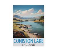 Jigsaw Puzzles for Adults 1000 Piece，Coniston Lake England Vintage Travel Posters，Educational Games Brain Challenge Jigsaw Puzzles for Adult Kids（38x26cm）-I34